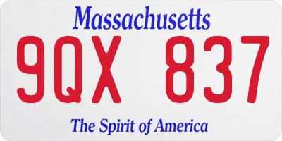 MA license plate 9QX837
