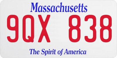 MA license plate 9QX838