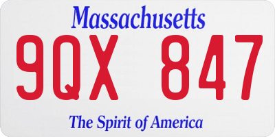 MA license plate 9QX847