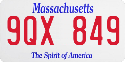 MA license plate 9QX849