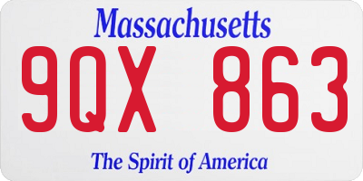 MA license plate 9QX863