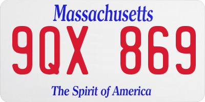 MA license plate 9QX869