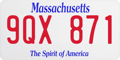 MA license plate 9QX871
