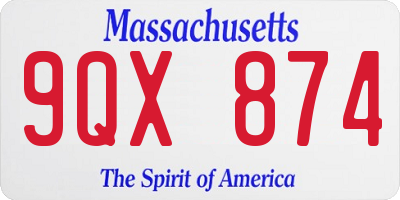 MA license plate 9QX874