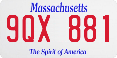MA license plate 9QX881