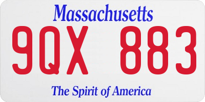 MA license plate 9QX883