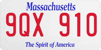 MA license plate 9QX910