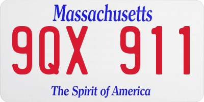 MA license plate 9QX911