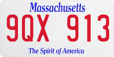 MA license plate 9QX913