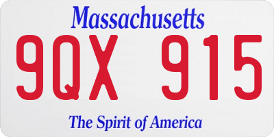 MA license plate 9QX915