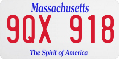 MA license plate 9QX918