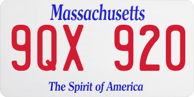MA license plate 9QX920