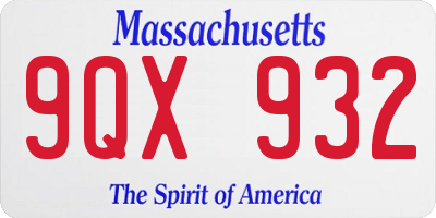 MA license plate 9QX932