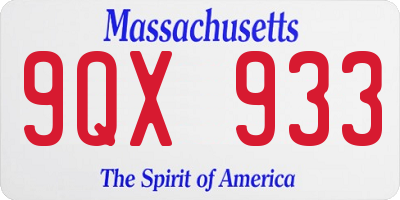 MA license plate 9QX933