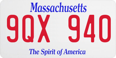 MA license plate 9QX940