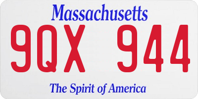 MA license plate 9QX944