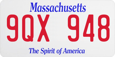 MA license plate 9QX948