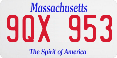 MA license plate 9QX953