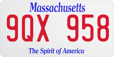 MA license plate 9QX958