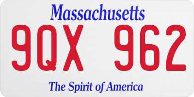 MA license plate 9QX962