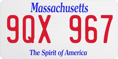 MA license plate 9QX967