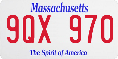 MA license plate 9QX970