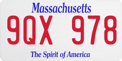 MA license plate 9QX978