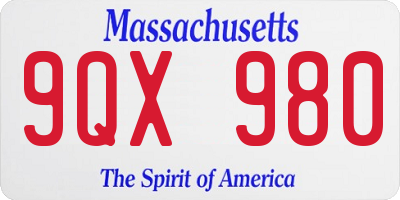 MA license plate 9QX980