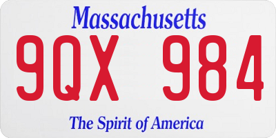 MA license plate 9QX984