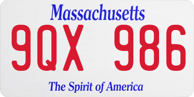 MA license plate 9QX986