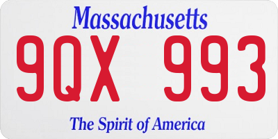 MA license plate 9QX993