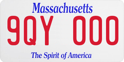 MA license plate 9QY000