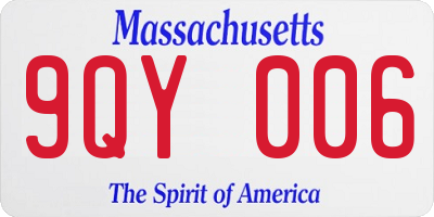 MA license plate 9QY006