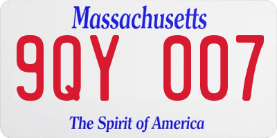 MA license plate 9QY007