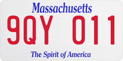 MA license plate 9QY011