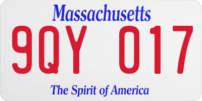 MA license plate 9QY017