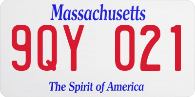 MA license plate 9QY021