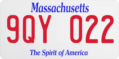 MA license plate 9QY022