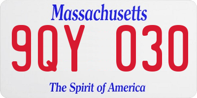 MA license plate 9QY030