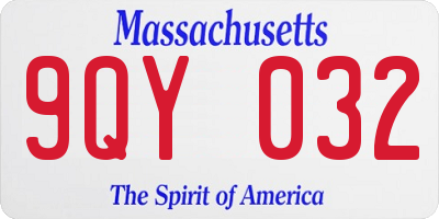 MA license plate 9QY032