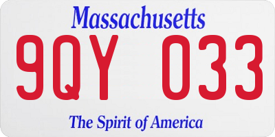 MA license plate 9QY033