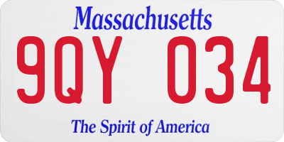 MA license plate 9QY034