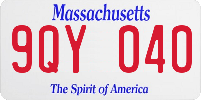 MA license plate 9QY040
