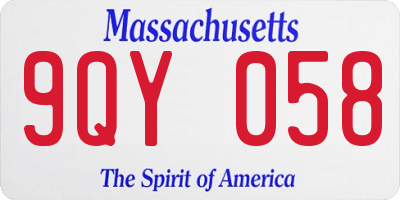 MA license plate 9QY058