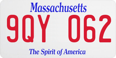 MA license plate 9QY062