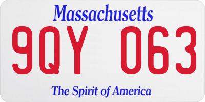 MA license plate 9QY063