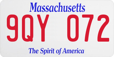 MA license plate 9QY072