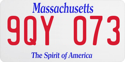 MA license plate 9QY073