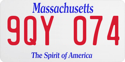 MA license plate 9QY074