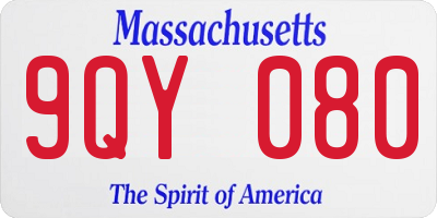 MA license plate 9QY080